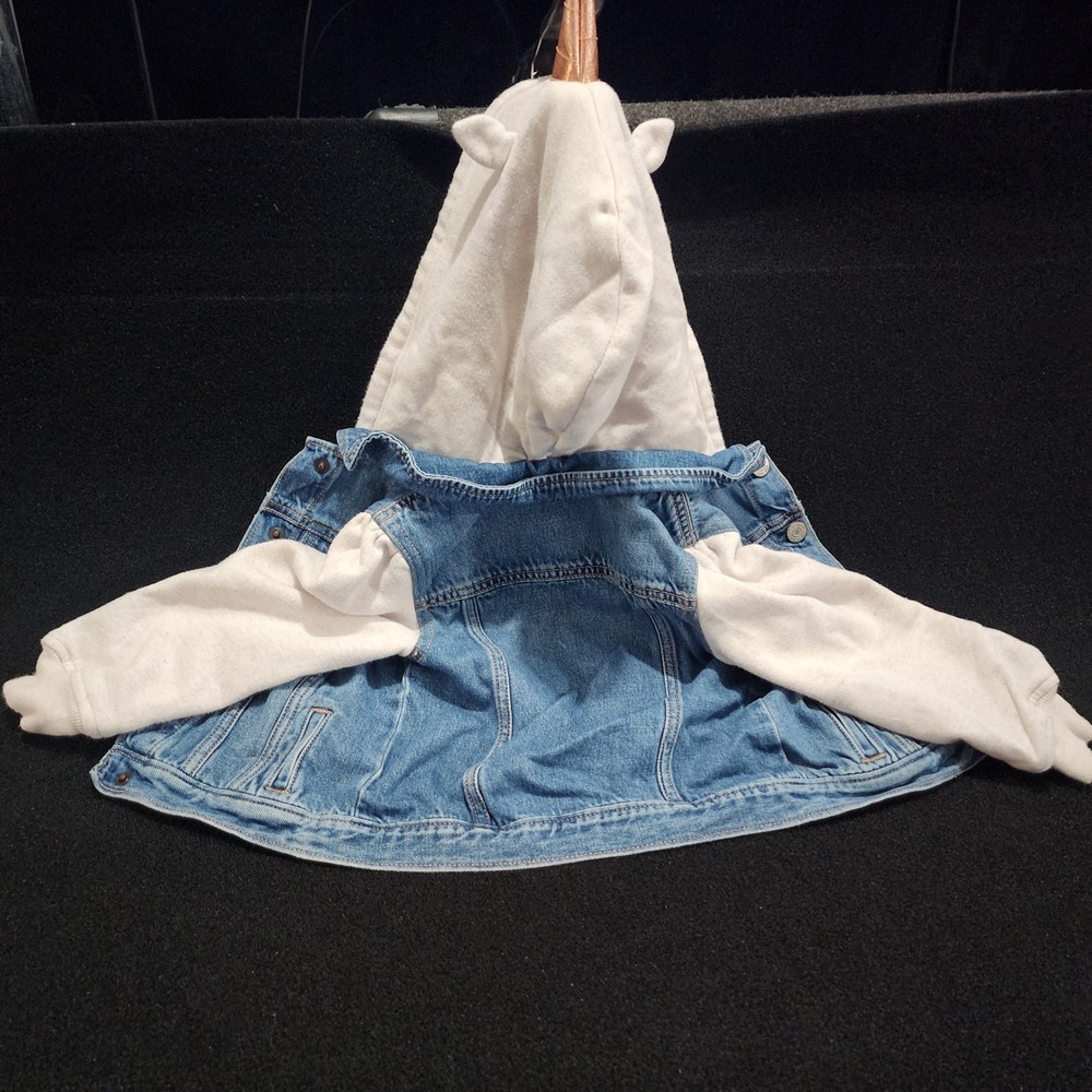 Baby Gap Toddler Girls Blue Denim Unicorn Hoodie Jacket 4Years 4T Rose Gold Horn - Picture 9 of 9
